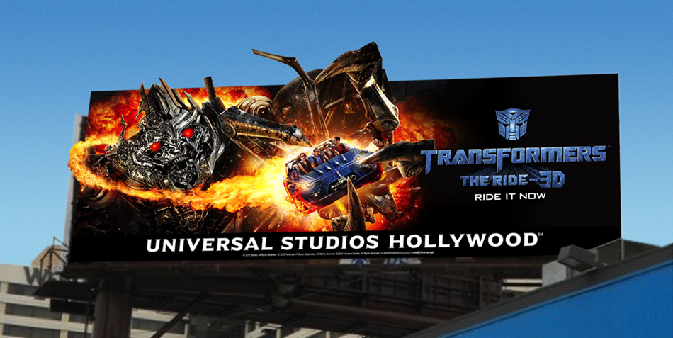 billboard for the Universal Studios Hollywood ride Transformers The Ride-3D